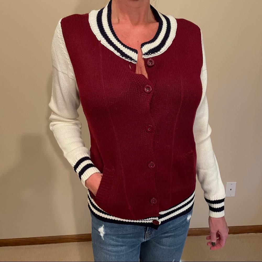 Ellison varsity style cardigan sweater in size Small